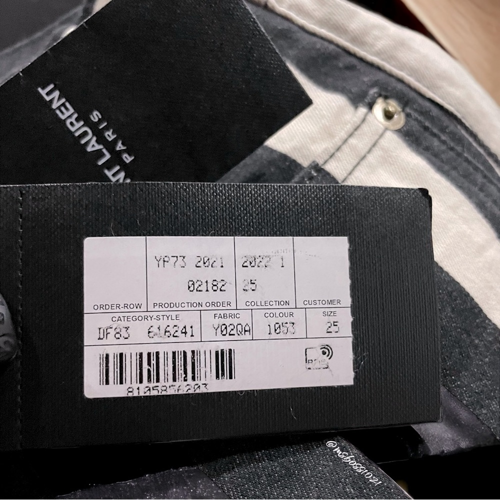 SAINT LAURENT Striped Jean Shorts in Navy/Cream/Off White NWT - Picture 8 of 11